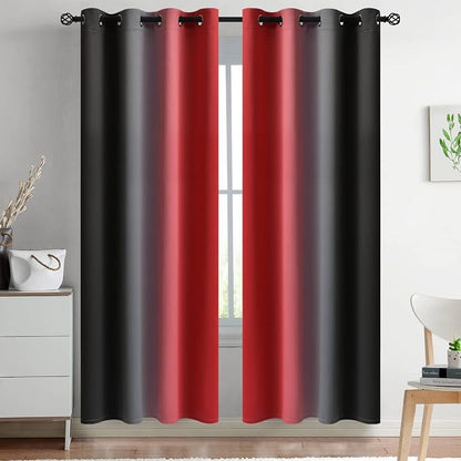 Yakamok Blackout Ombre Black and Red Curtains - Image 2
