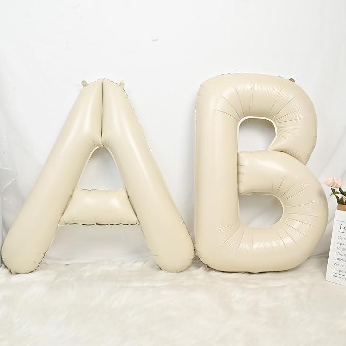 Cream S Letter Balloons, 40 Inch Letter S Balloon Beige, Helium Custom Letter - Image 4