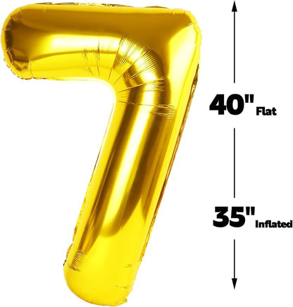Gold Number 7 Balloon 40 inch, Balloon numbers party supplies, deco photo shoot - Image 2