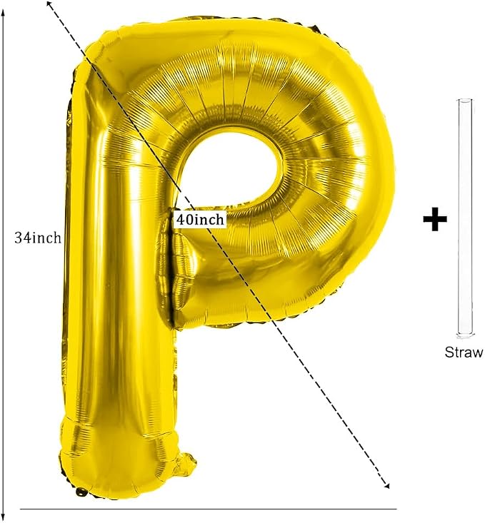 Gold Letter Balloons 40 Inch Large Letter P Balloon Aluminum | Foil Mylar Big - Image 2