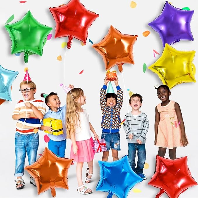 TONIFUL 30 Pcs Star Shaped Balloons 18 Inch Large Rainbow Foil Balloons | - Image 3