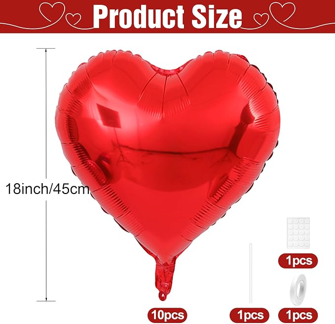 Red Heart Balloons, 18Inch Helium Polyester Film Balloon - Image 2