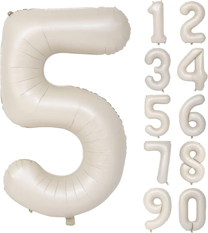 40 In Cream white Number Balloons 5 Helium Foil Mylar Balloon Digital 5 | by Exquisitehighqualitypartydecorationstomeetyoureveryneed%EF%BC%81