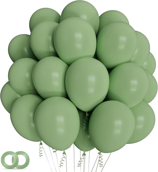 Sage green Balloons 100 Pack 12 inch Round Helium Olive Green Balloons by ASIYUHY