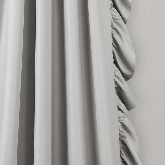Lush Decor Reyna Ruffle Window Curtain Panel Set, Light Gray - Image 4