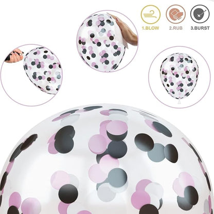 Balloons Black and Pink, Rose Red Pink Party Balloons Decoration - Image 3