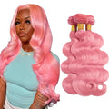 Light Pink Body Wave Bundles Pink Human Hair Bundles 20 20 20 Inch Double Weft Soft and Silky Pink Bundle Hair Weave Niegmeag Peruvian Virgin Remy Hair Extensions