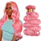 Light Pink Body Wave Bundles Pink Human Hair Bundles 20 20 20 Inch Double Weft Soft and Silky Pink Bundle Hair Weave Niegmeag Peruvian Virgin Remy Hair Extensions
