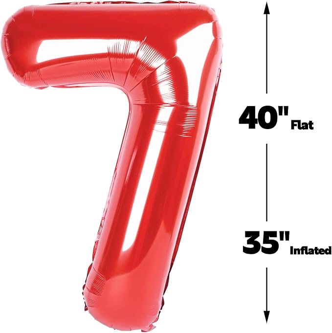 Red Number 7 Balloon 40 inch, Balloon numbers party supplies, deco photo shoot - Image 2