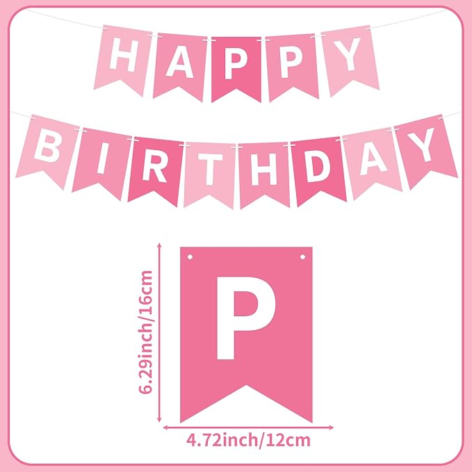 Hooqict Happy Birthday Banner Pink Birthday Decorations - Image 2