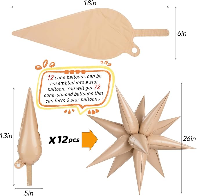 Brown Cream Caramel Star Foil Balloons - Image 3