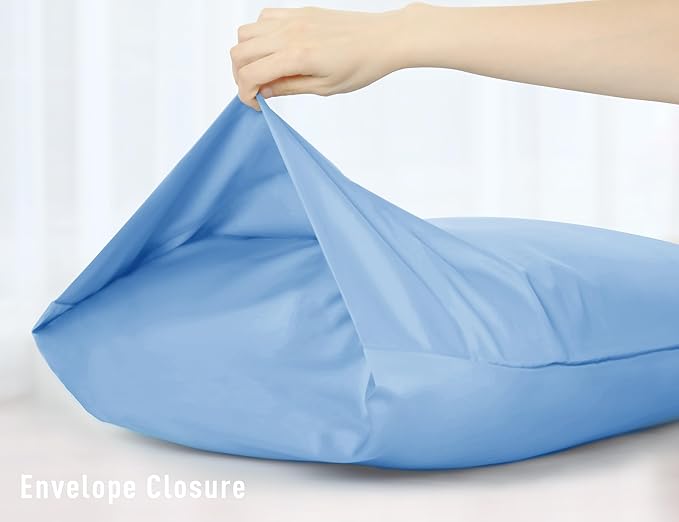 Sunflower Body Pillowcase 100% Cotton Long Pillow Cover/Case Envelope Closure 1 Pack, 21×54 inches Placid Blue, Soft and Breathable