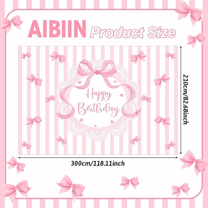 AIBIIN 10x7ft A Sweet Little Girl is on The Way Photography Background Pink Bow - Image 2