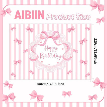 AIBIIN 10x7ft A Sweet Little Girl is on The Way Photography Background Pink Bow - Image 2