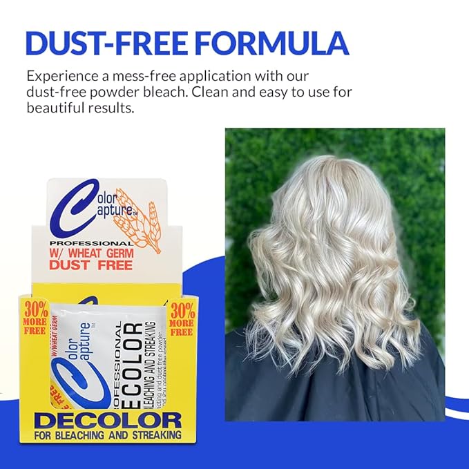 Decolor - Hair Bleach Powder for Bleaching & Streaking, Blue (1.3 Oz Pack of 12)