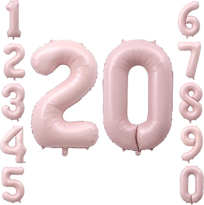 40" Light Pink Foil Number 20 Balloon by TNCDJKPA