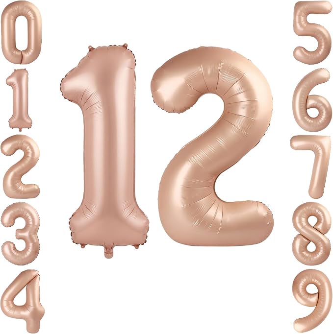 40 Inch Caramel Foil Number 12 Balloon by TNCDJKPA