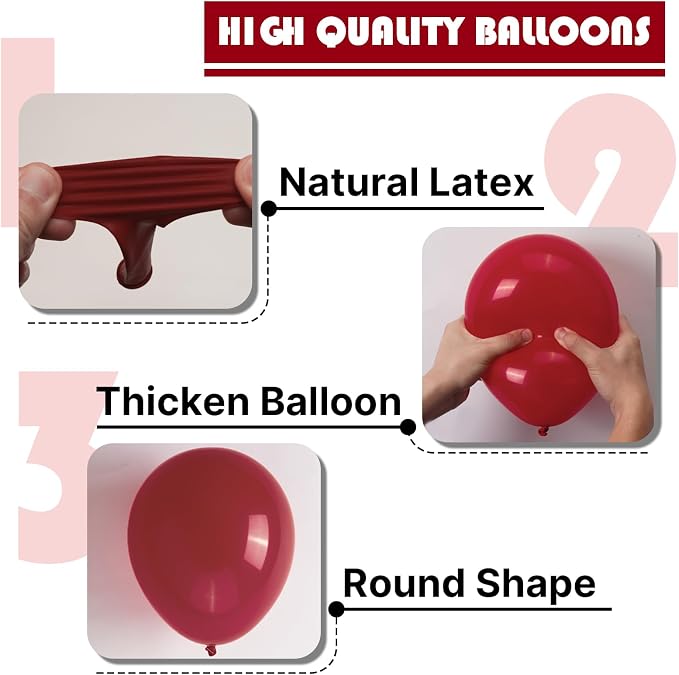 PartyWoo Burgundy Balloons 50pcs Dark Chestnut Red Maroon Color | Balloons - Image 7