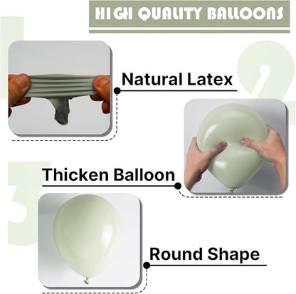 PartyWoo Sage Green Balloons 50pcs Boho Dusty Olive Green Color | 12 Inch - Image 8