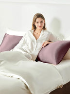 THXSILK Set of 2 100% Mulberry Silk Pillowcase for Hair and Skin, Grade 6A+ Mulberry Silk Pillow Cases Ultra-Soft, Hypoallergenic Pillow Case Cover with Zipper (Body Size 20"x54", Purple)