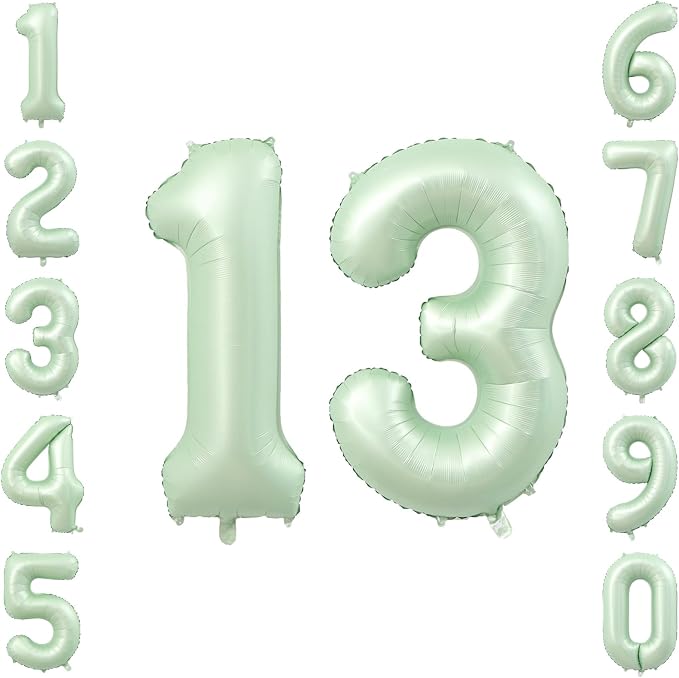 Olive Green Number 13 Balloon 40 Inch, Boho Hanging Sign by Unknown