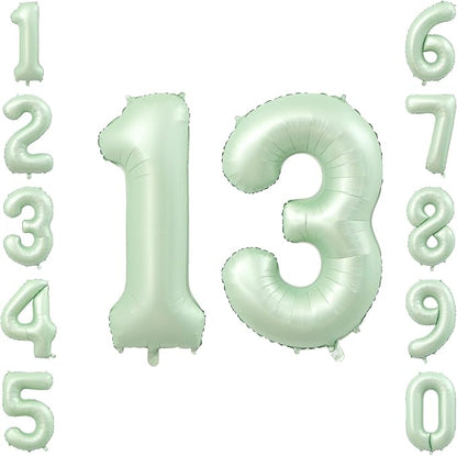 Olive Green Number 13 Balloon 40 Inch, Boho Hanging Sign by Unknown
