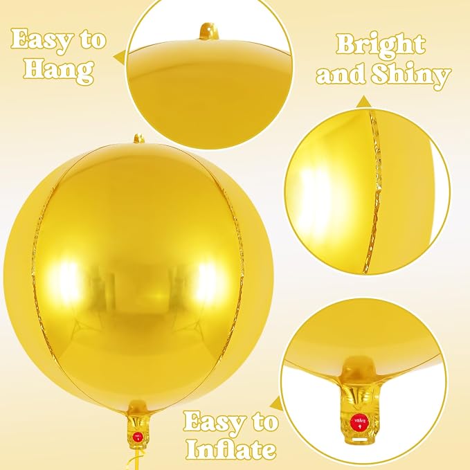 Metallic Gold Balloons, 22 Inch Large Sphere Round Balloons - Image 5