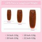 20 Inch 120g Copper Clip in Hair Extensions Real Human Hair, 8pcs Double Weft Hair Extensions Kinky Straight Clip ins for Women Soft and Comfortable Human Hair, Invisible Remy Human Hair