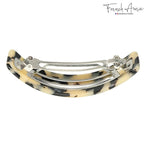 French Amie White Tokyo Handmade Curved Strong Grip Celluloid Automatic Volume Hair Clip Barrette (White Tokyo)