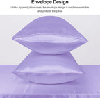 Lirex Satin Pillowcase for Hair and Skin, Super Soft and Cooling Similar to Silk, 2 Pack Standard Size 20"X 26" Pillow Cases with Envelope Closure, Gifts for Women Men, Light Purple