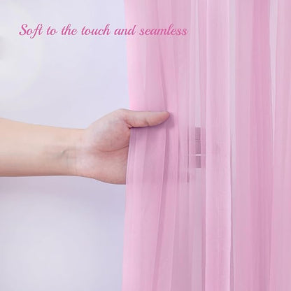 10x10ft Pink Tulle Backdrop Curtain - Image 4