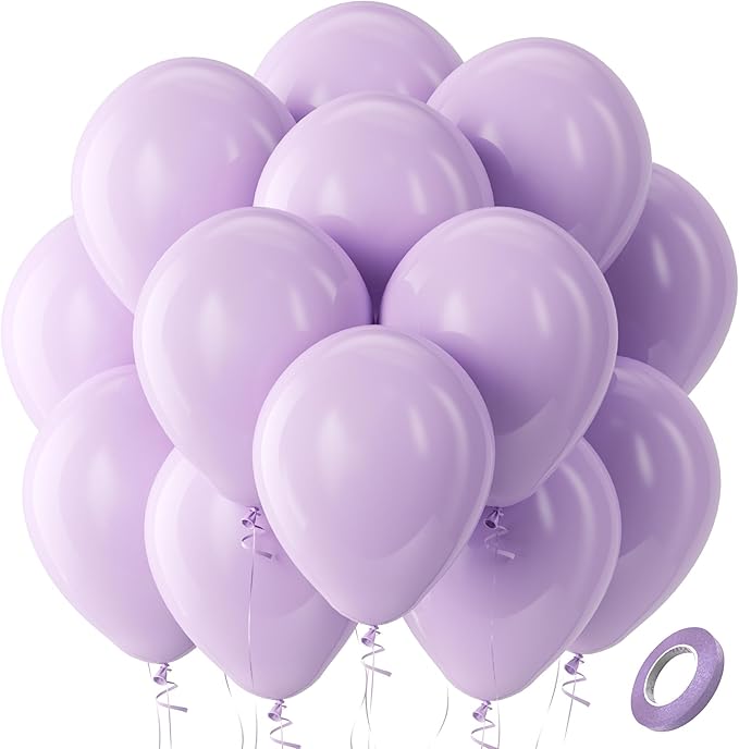 Bezente Pastel Purple Latex Round Helium Party Balloons 100 Pack 12 inch | by Bezente