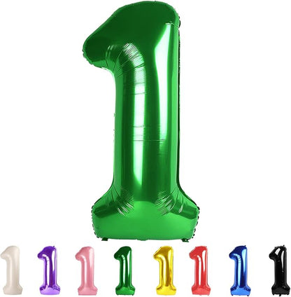 Number Balloons 40 Inch Dark Green 1, Big One Balloons by Mluchee