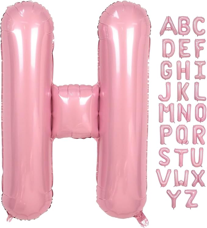 Pink Letter H Balloons, H Balloon 40 Inch Foil Helium H Balloon Letter | Pink H by BBPOOL