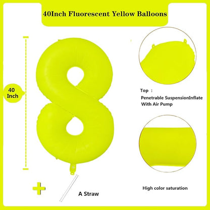 Fluorescent Yellow Number Balloon 40 inch Giant Foil Helium Balloons Yellow - Image 2