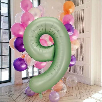 Number 9 Balloon, 40-Inch Sage Green Number Balloon | 40-inch foil balloon - Image 6