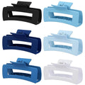 4 Inch Big Hair Claw Clips 6 Pcs Large Claw for Thick Hair Square Hair Clips for Women Rectangle Hair Clips Nonslip Acrylic Banana Jaw Clips Hair Accessories for Girls (Blue)