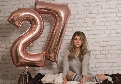 40 Inch Number 16 Balloon for 16th Year Old Birthday Decorations, Rose Gold | - Image 5