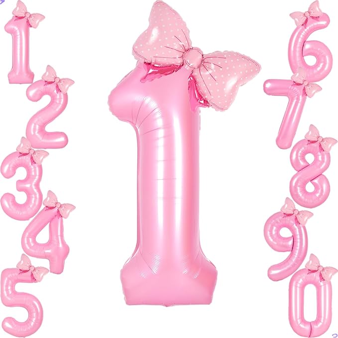 Pink 1 Balloon Number Pink Birthday Decorations by Unknown