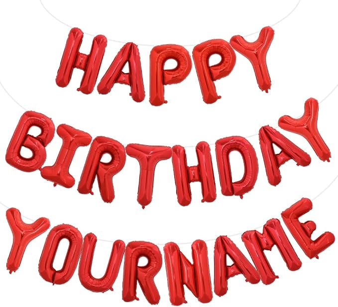 TONIFUL 65 Pcs 16 Inch Red Happy Birthday Balloons and 2 Sets A-Z Foil Letters by TONIFUL