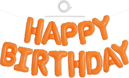 TONIFUL 16 Inch Bright Orange Happy Birthday Balloons Banner Decorations | by TONIFUL