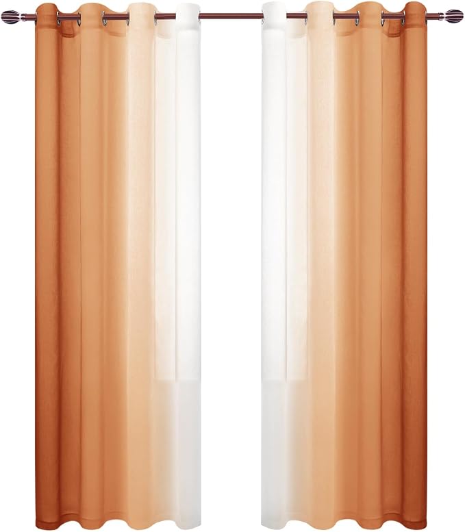 DWCN Faux Linen Ombre Sheer Curtains - Image 8