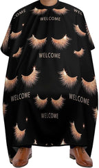 Extra Long Barber Styling Cape, Rose Gold Pink Eyelash Welcome Black Haircut Hairdressing Cloth Apron Hair Cutting Cloak for Hair Cutting