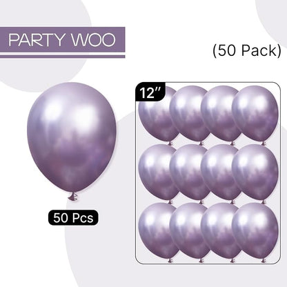PartyWoo Metallic Purple Balloons 50pcs Chrome Purple Color 12 Inch | Balloons - Image 6