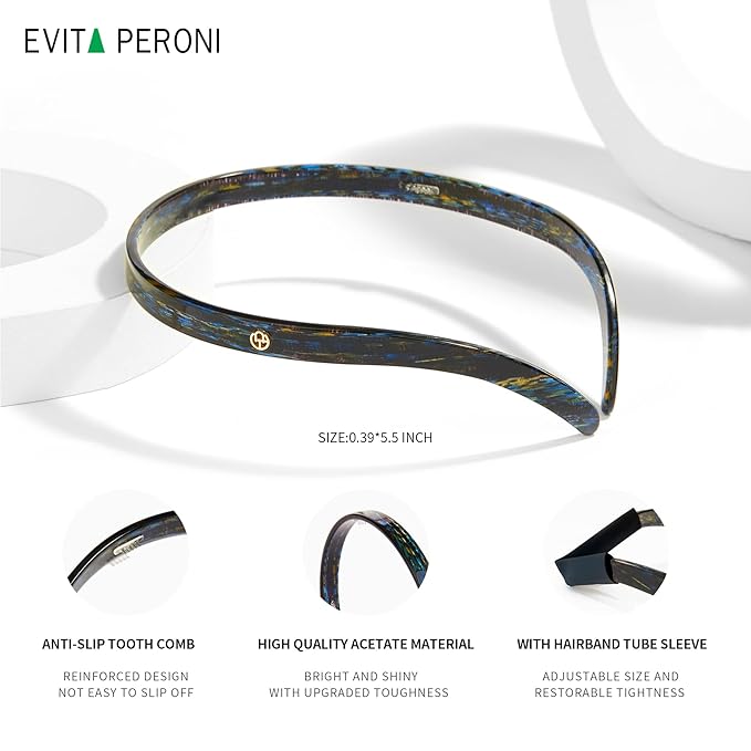 EVITA PERONI Hair Bands - Comfortable Thin Eyewear Headbands, No Pressure or Headache, Non-Slip Design for Women's Fashion - Mixed Black