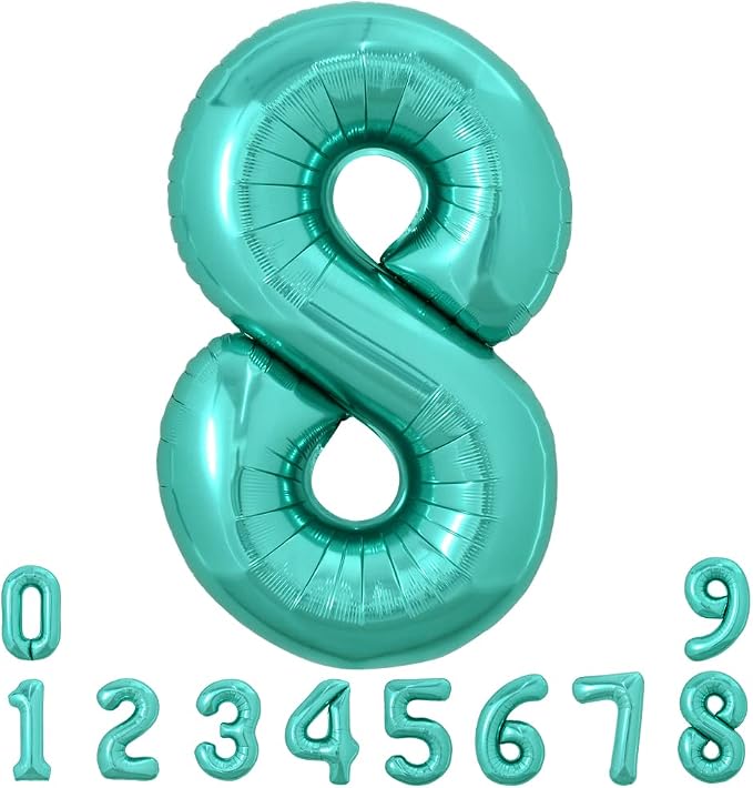TONIFUL 40 Inch Large Teal Blue Number Balloons, Giant Jumbo Helium Foil Mylar by TONIFUL