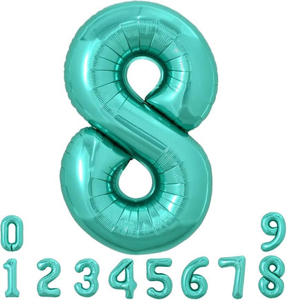 TONIFUL 40 Inch Large Teal Blue Number Balloons, Giant Jumbo Helium Foil Mylar by TONIFUL