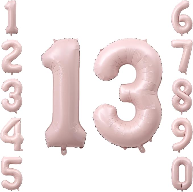 Baby Pink Number 13 Balloon 40 Inch, Foil Digits Milestone Party Supplies | by Unknown
