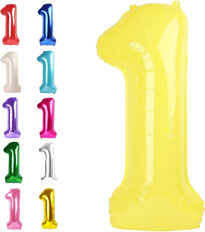 Yellow Number 1 Balloon 40 inch, Number 1 Birthday Balloons by Upgesy
