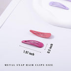 20 PCS Metal Snap Hair Clips Water Drop No Slip Barrettes for Women Bright Small Hair Clips For Thick And Thin Fine Hair,Purple Orange Blue Red,1.97 x 0.5 In.